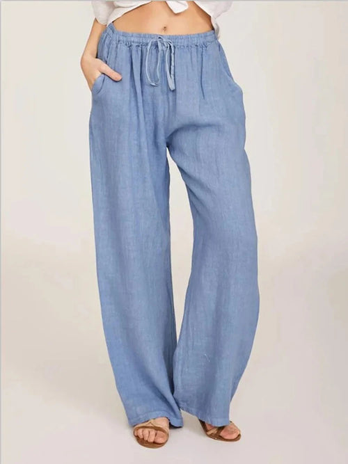Cotton Linen Wide-Leg Pants