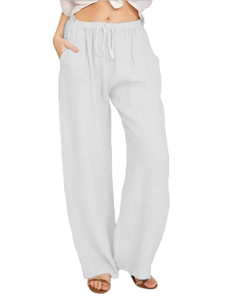 Cotton Linen Wide-Leg Pants