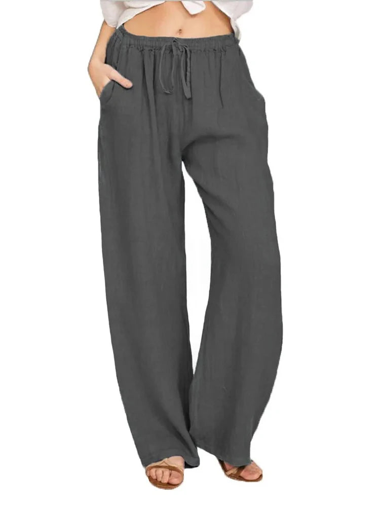 Cotton Linen Wide-Leg Pants
