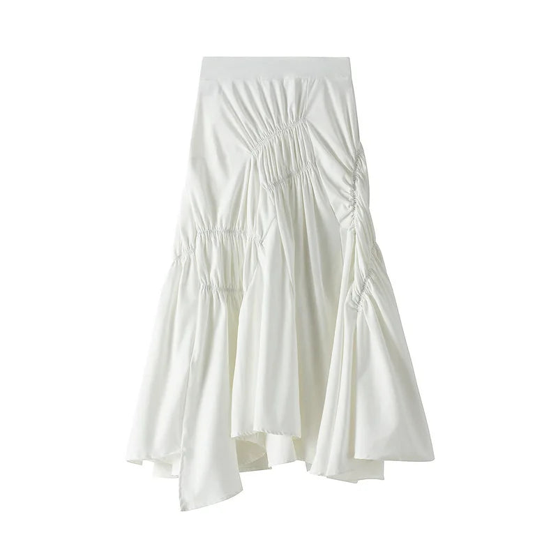 High Waist Pleated Flared Skirt