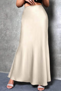 Silk-Like Satin A-Line Midi Skirt