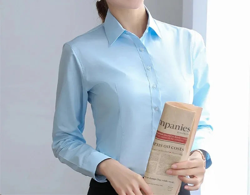 Elegant Long Sleeve Button-Up Blouse