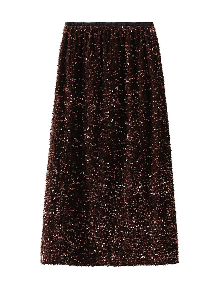 High Waist Sequin Maxi Skirt