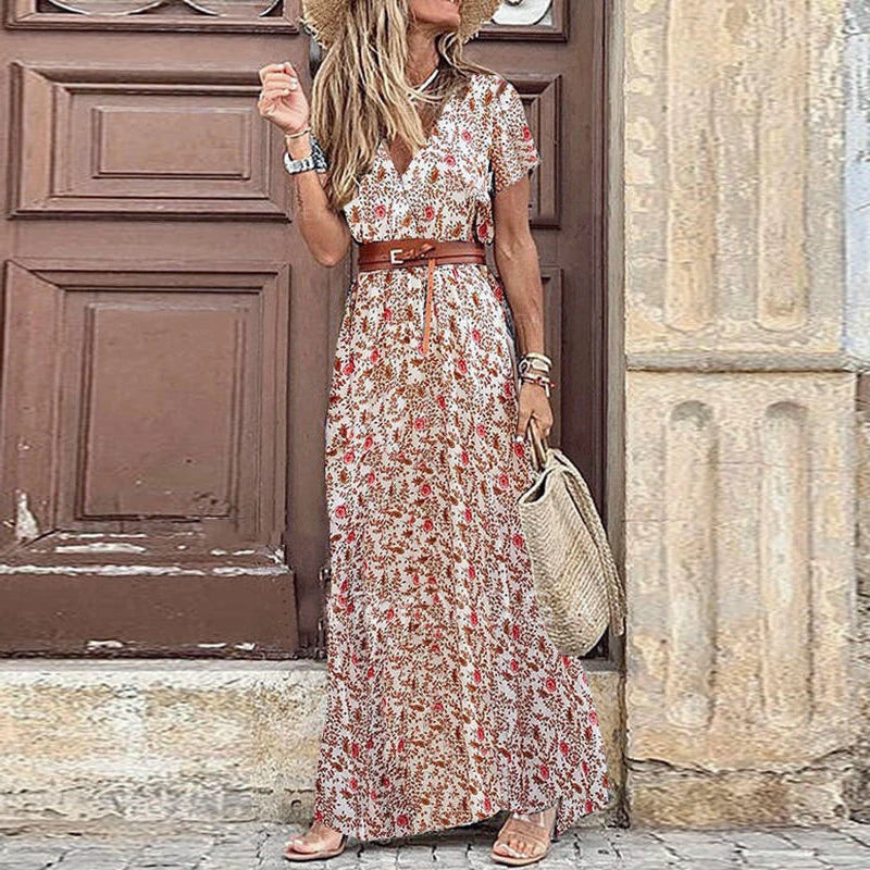 Puff Sleeve Waist Ruched Summer Dress