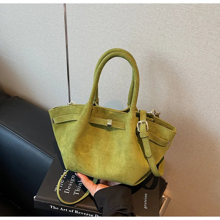Matte Leather Suede Tote Bag