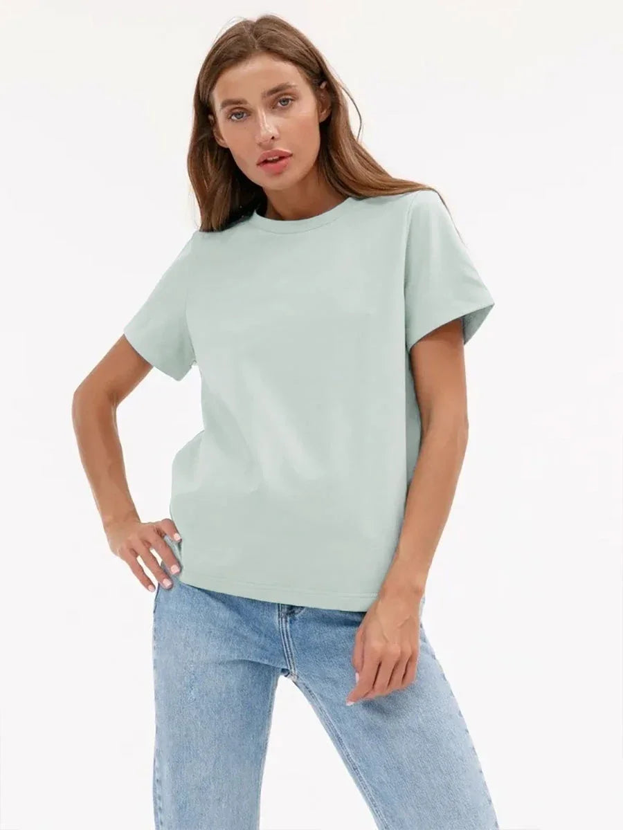 Cotton Summer Tee Short Sleeve Loose Top