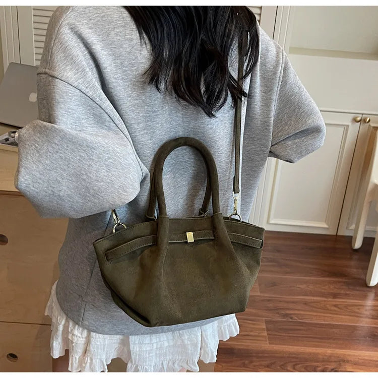 Matte Leather Suede Tote Bag