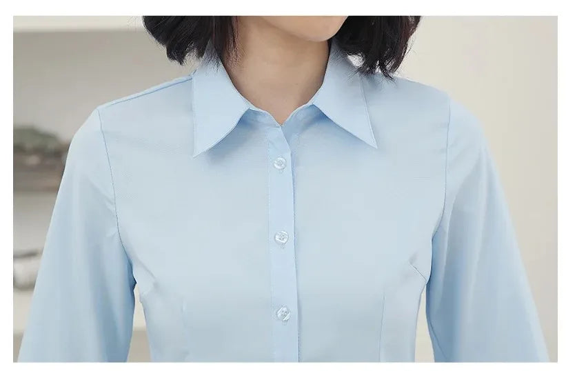 Elegant Long Sleeve Button-Up Blouse