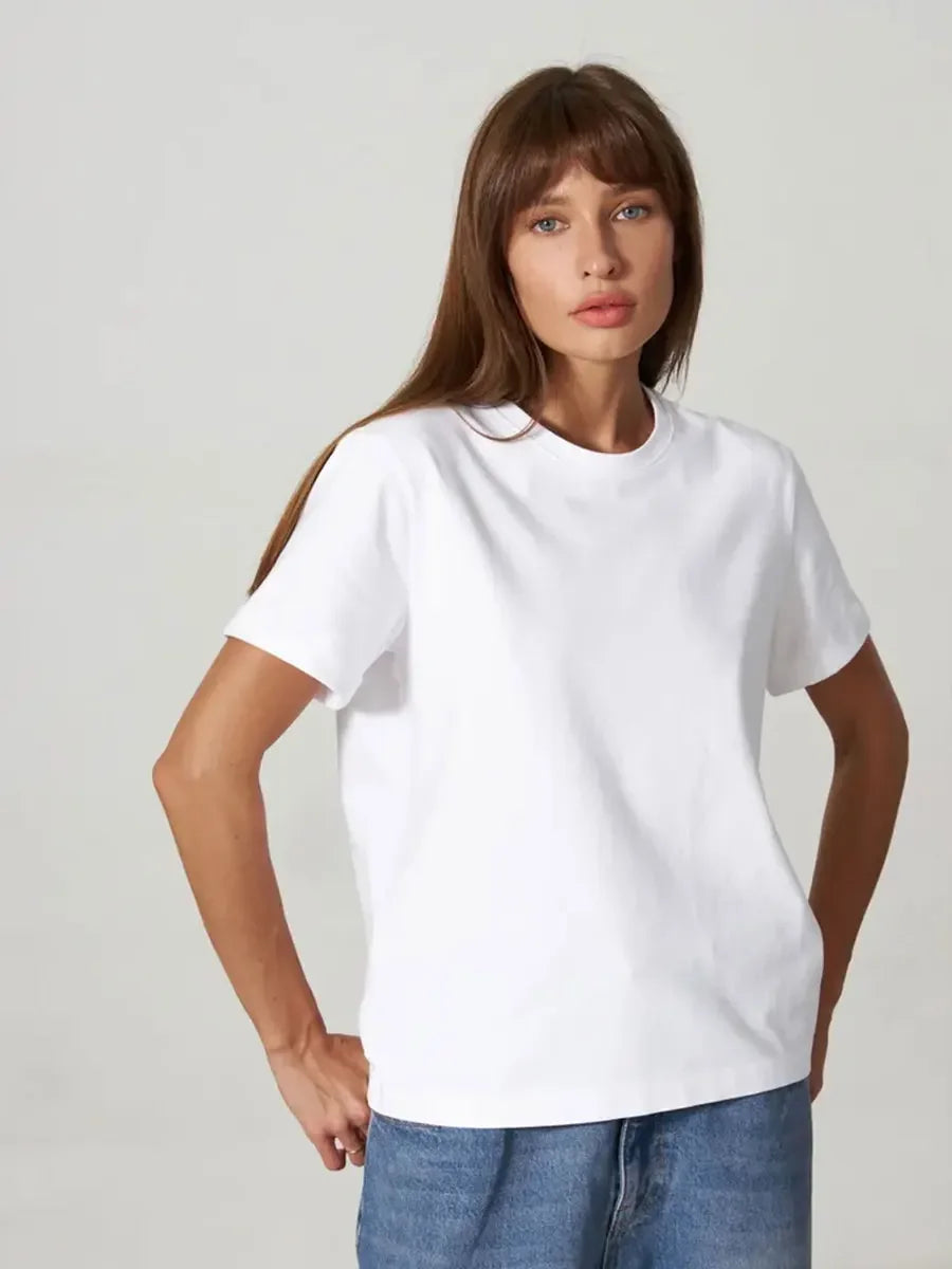 Cotton Summer Tee Short Sleeve Loose Top
