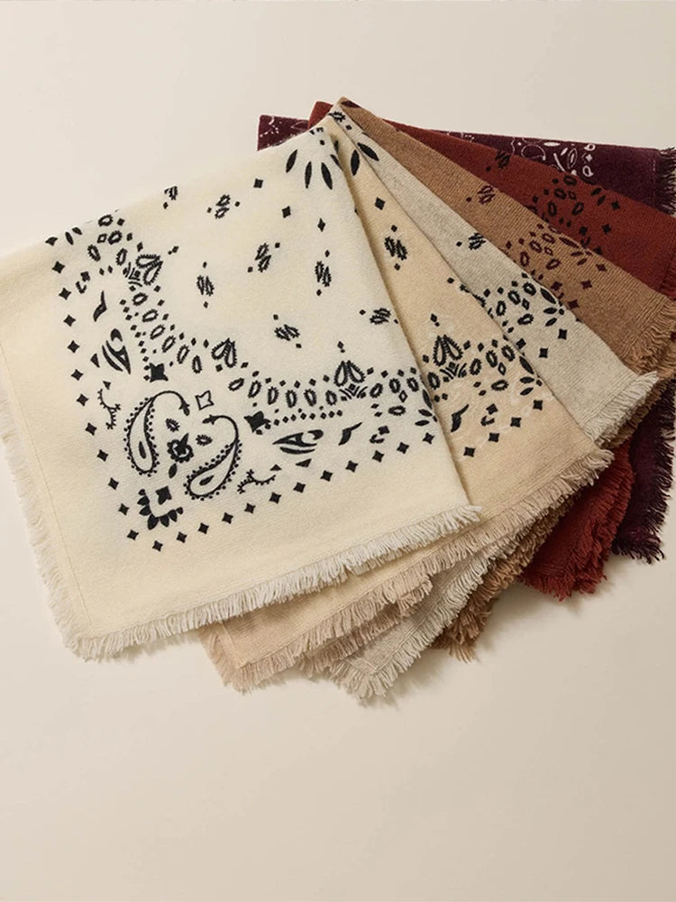 Fringed Paisley Square Scarf