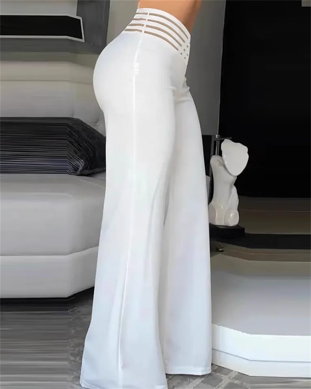 High Waist Hollow-Out Bootcut Pants