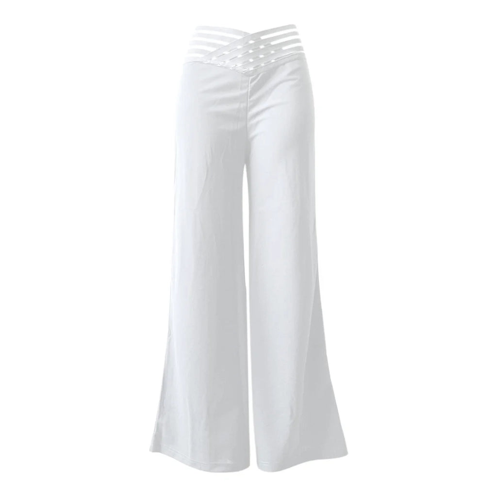 High Waist Hollow-Out Bootcut Pants