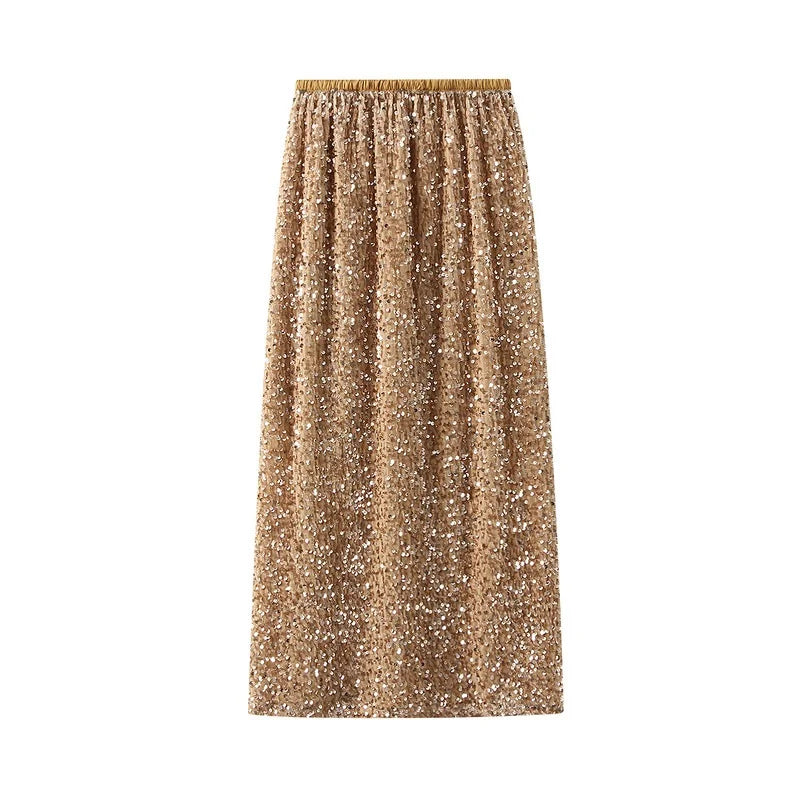 High Waist Sequin Maxi Skirt