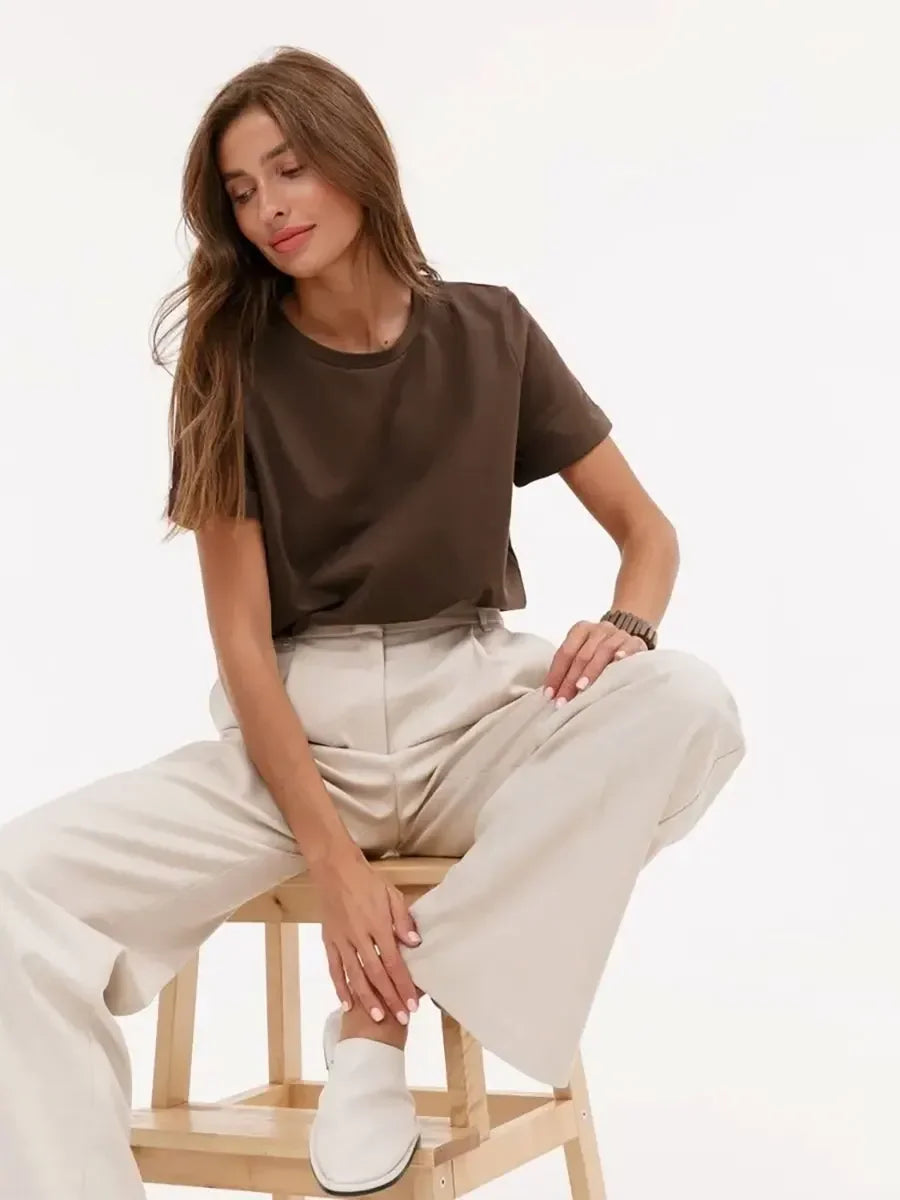 Cotton Summer Tee Short Sleeve Loose Top