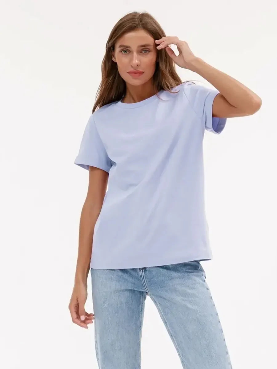 Cotton Summer Tee Short Sleeve Loose Top