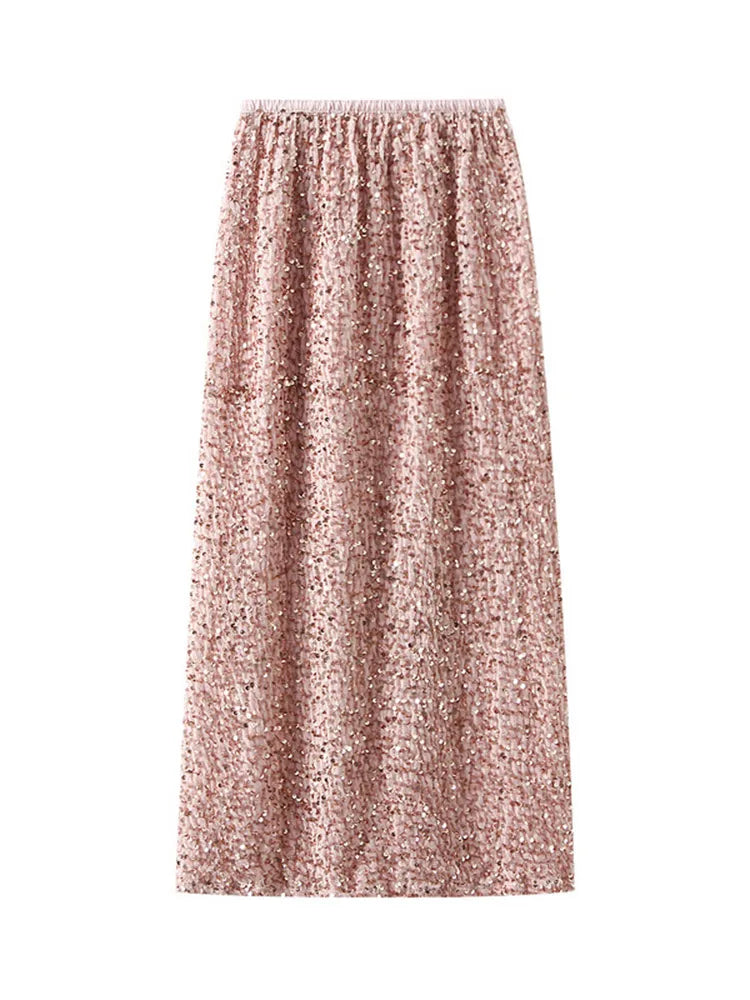 High Waist Sequin Maxi Skirt