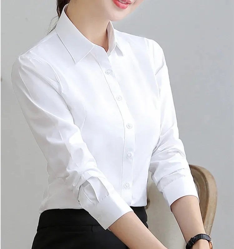 Elegant Long Sleeve Button-Up Blouse