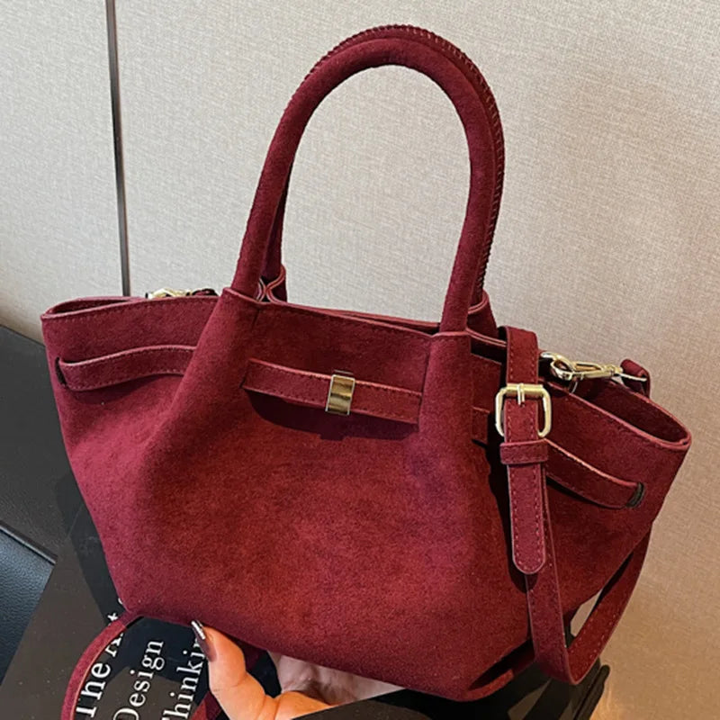 Matte Leather Suede Tote Bag