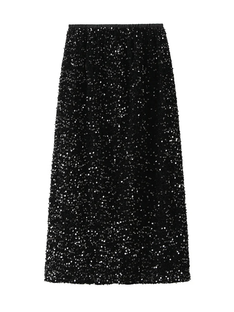 High Waist Sequin Maxi Skirt