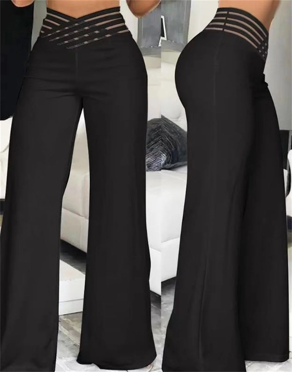 High Waist Hollow-Out Bootcut Pants