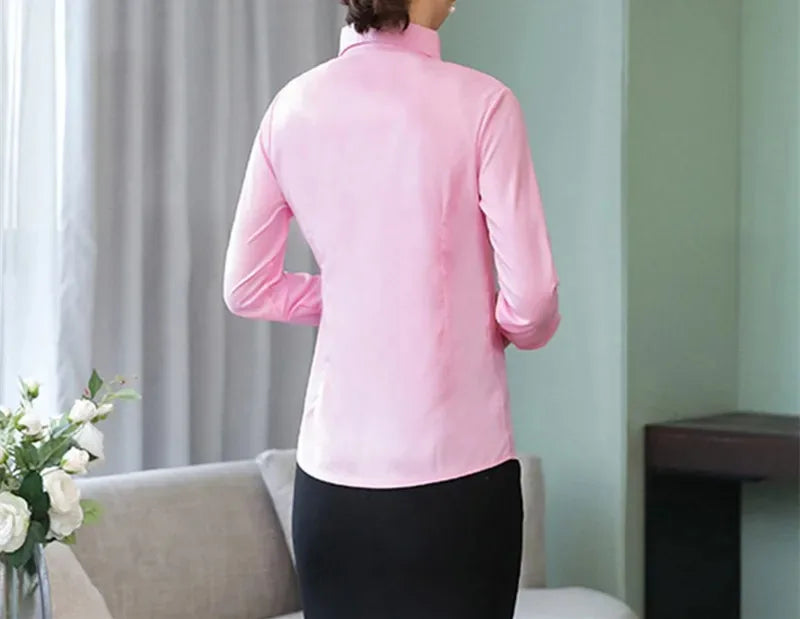 Elegant Long Sleeve Button-Up Blouse