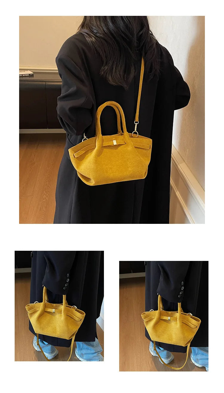 Matte Leather Suede Tote Bag