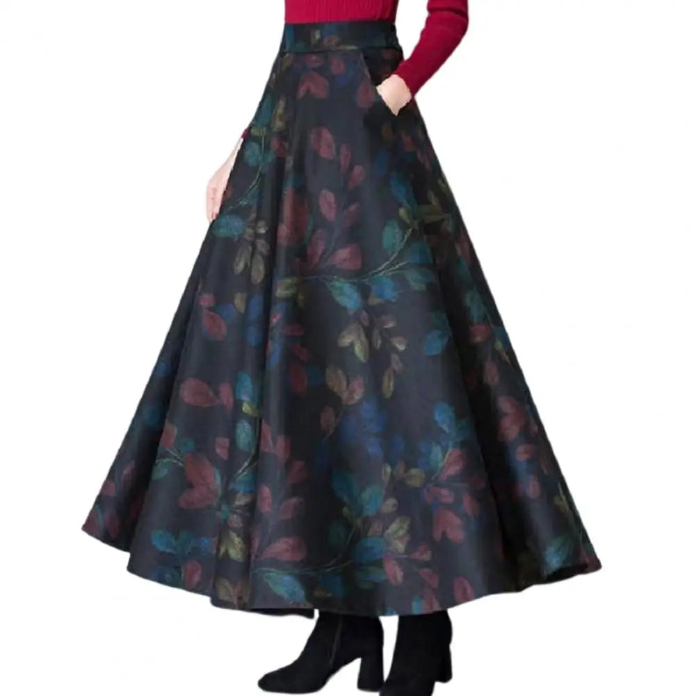 Plaid High Waist A-Line Maxi Skirt