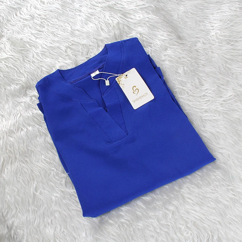 V-Neck Chiffon Long Sleeve Blouse