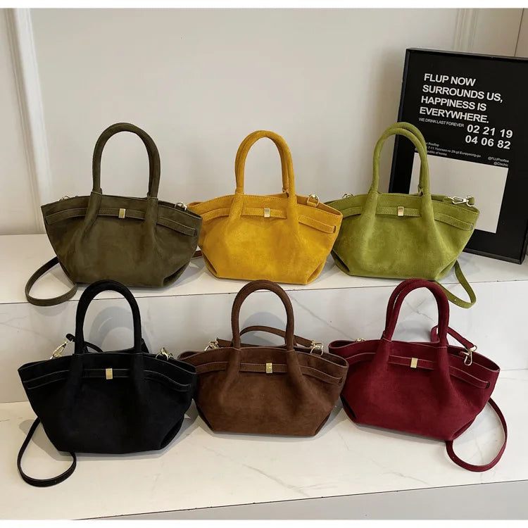 Matte Leather Suede Tote Bag