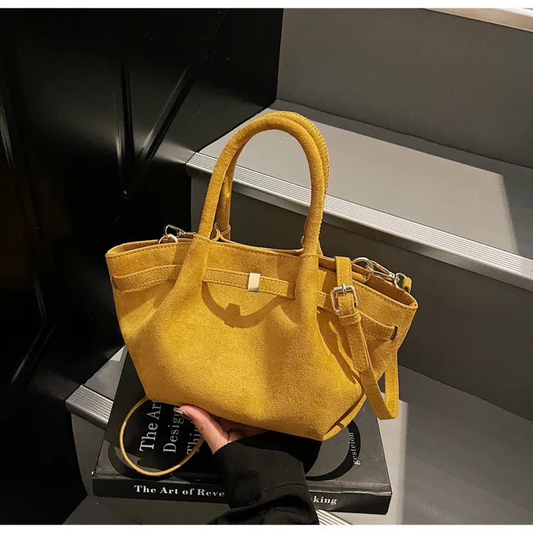 Matte Leather Suede Tote Bag