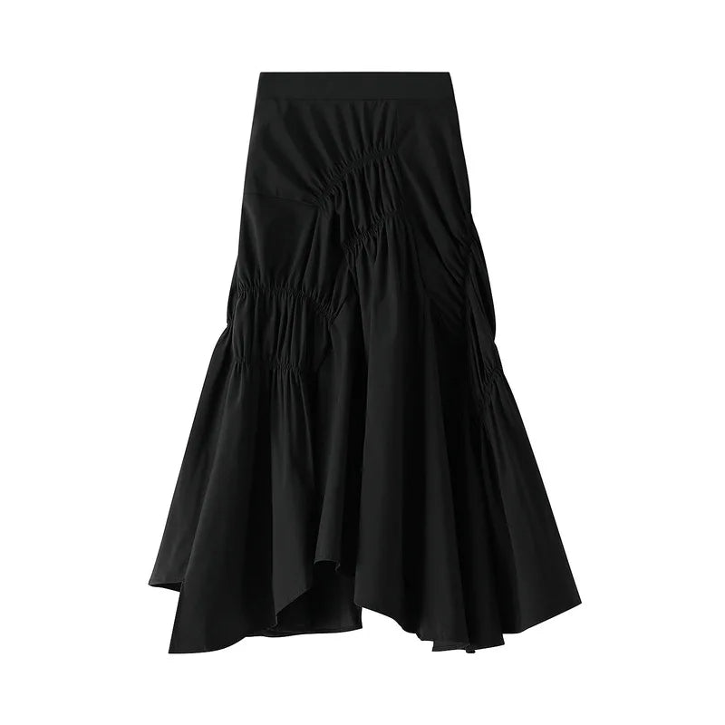 High Waist Pleated Flared Skirt