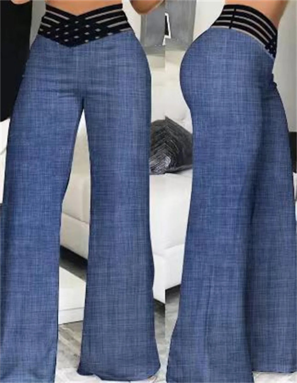 High Waist Hollow-Out Bootcut Pants