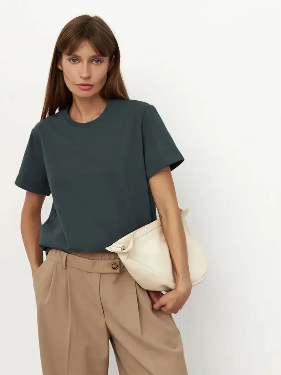 Cotton Summer Tee Short Sleeve Loose Top