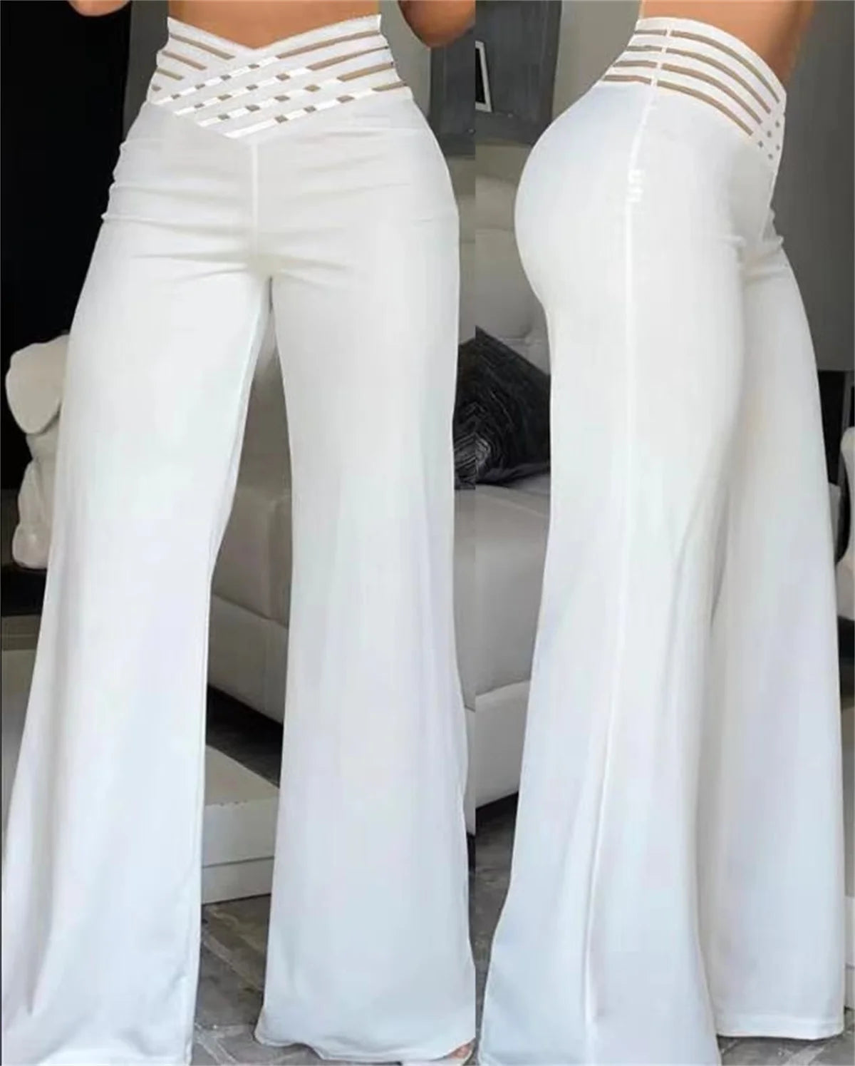 High Waist Hollow-Out Bootcut Pants