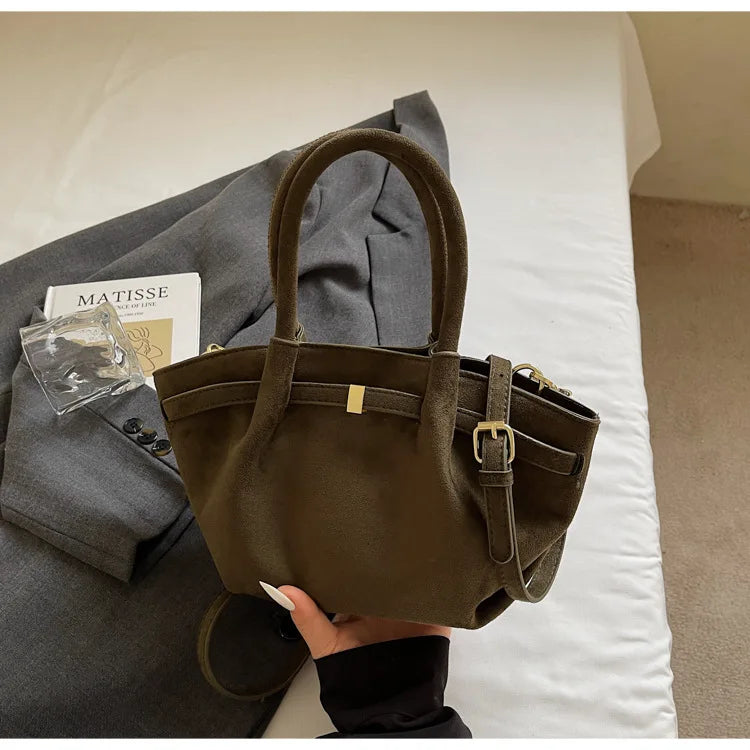 Matte Leather Suede Tote Bag