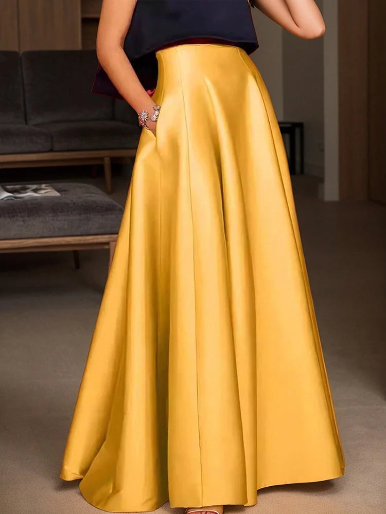 Elegant Satin Maxi Skirt