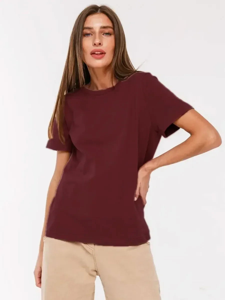 Cotton Summer Tee Short Sleeve Loose Top