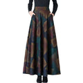 Plaid High Waist A-Line Maxi Skirt