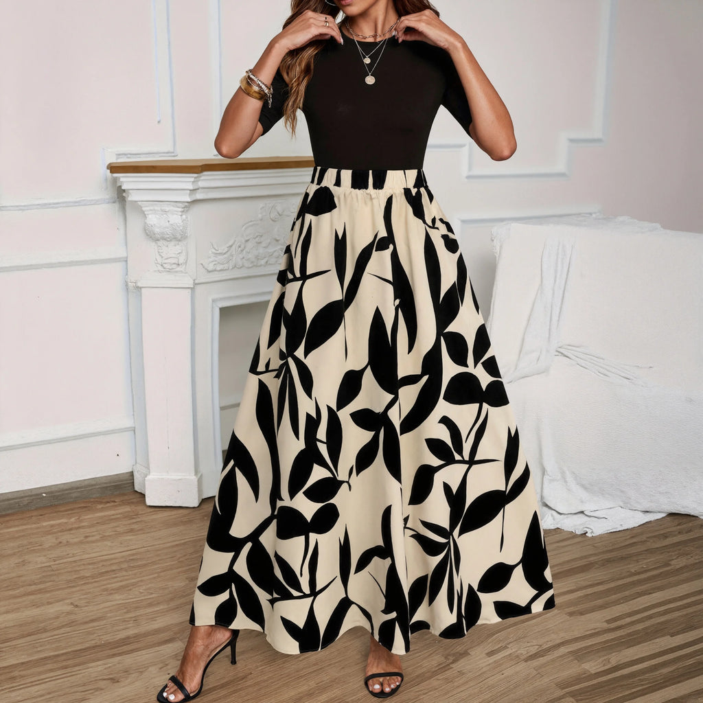 Elastic High Waist Summer Maxi Skirt