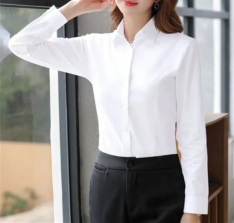 Elegant Long Sleeve Button-Up Blouse