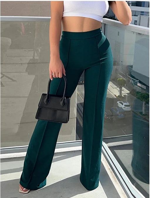 Classic Slim Bell Bottom Office Pants