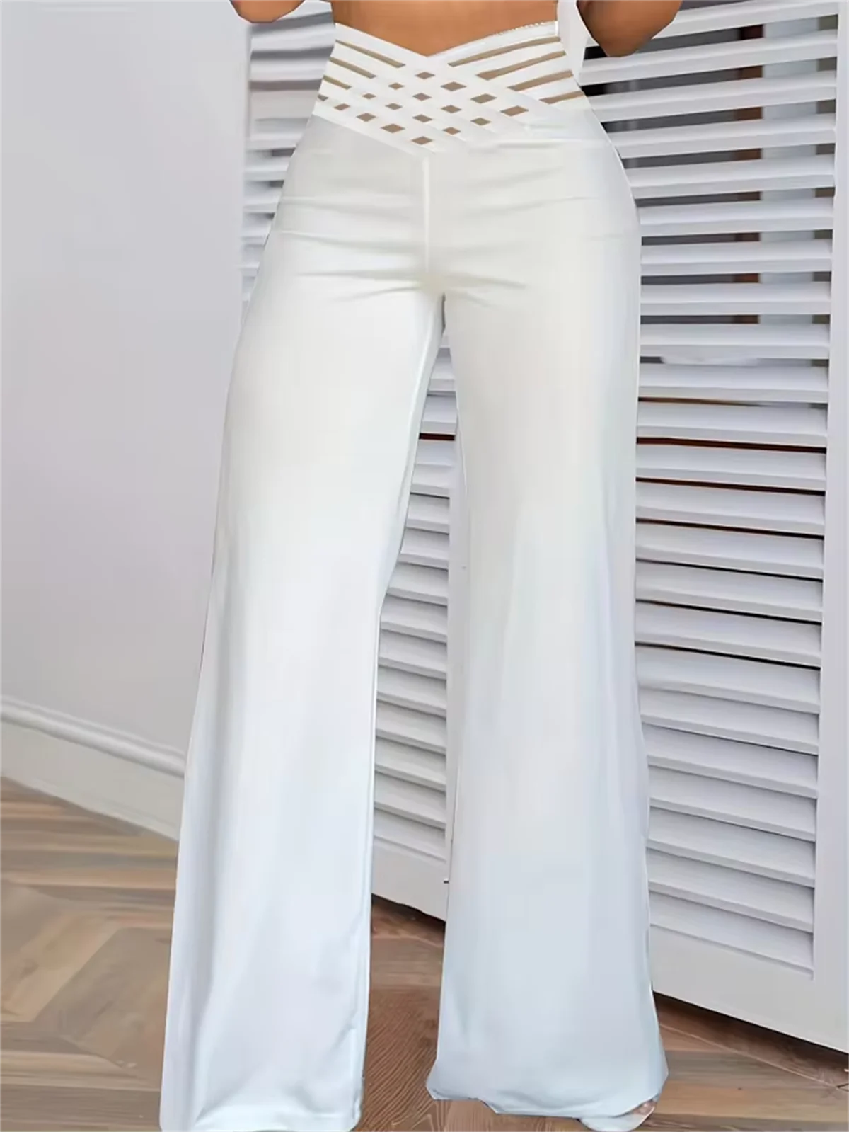 High Waist Hollow-Out Bootcut Pants