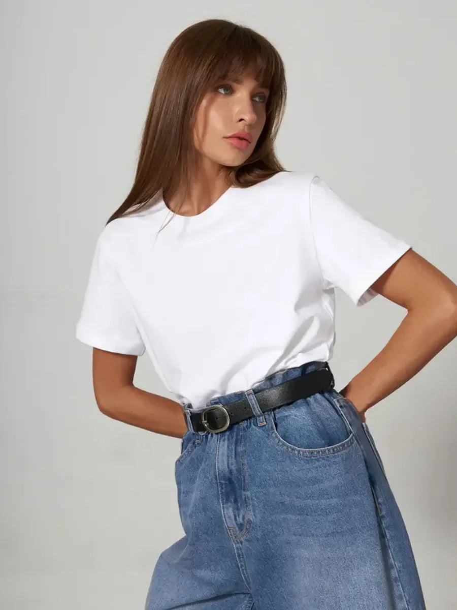 Cotton Summer Tee Short Sleeve Loose Top