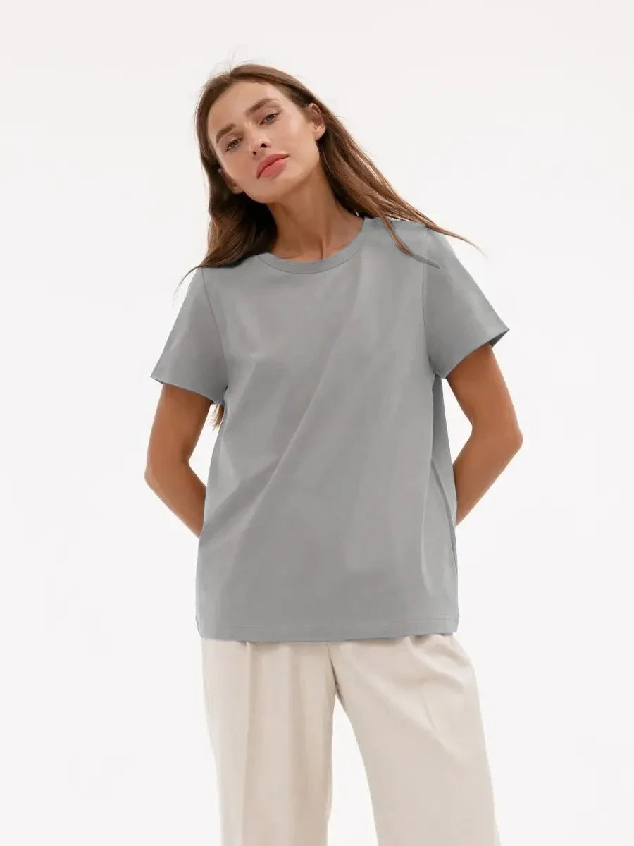Cotton Summer Tee Short Sleeve Loose Top