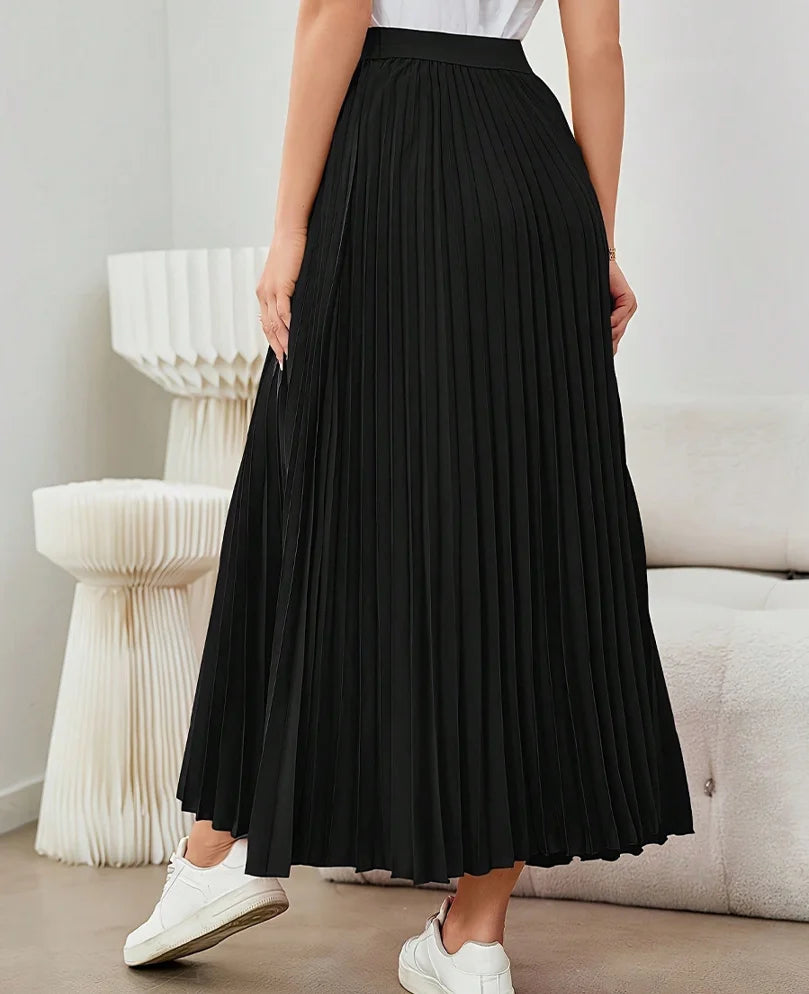 European & American Pleated Midi Skirt