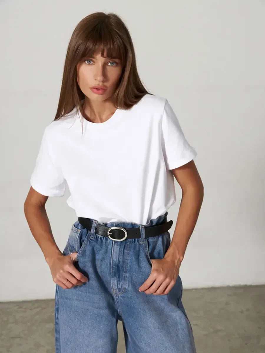 Cotton Summer Tee Short Sleeve Loose Top