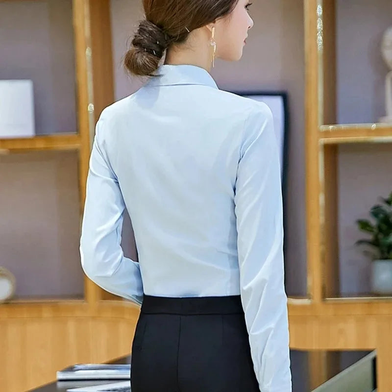 Elegant Long Sleeve Button-Up Blouse