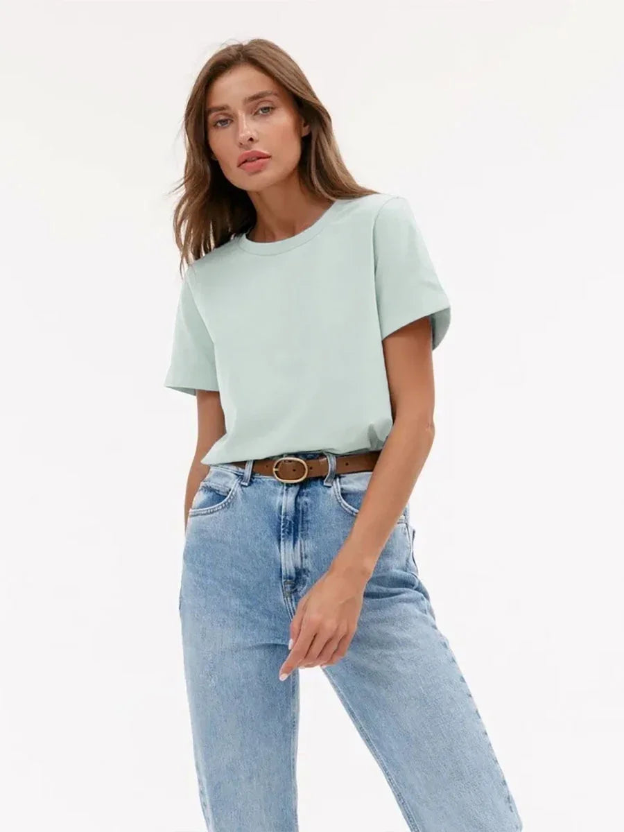 Cotton Summer Tee Short Sleeve Loose Top