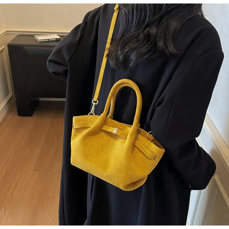 Matte Leather Suede Tote Bag
