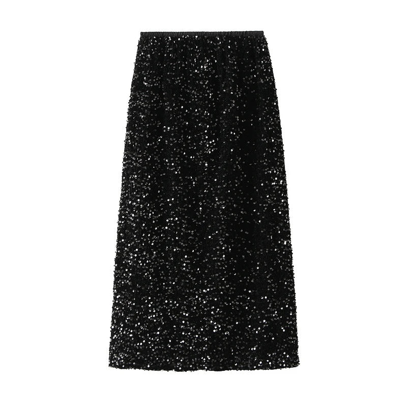 High Waist Sequin Maxi Skirt